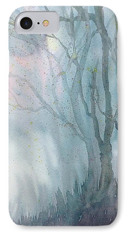 Fog iPhone 7 Case featuring the painting Foggy Trees by Rebecca Davis