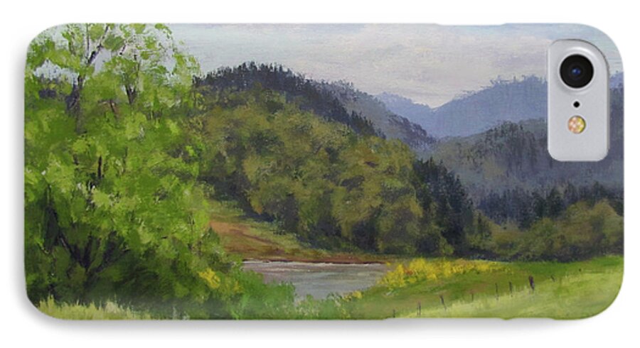 Pond iPhone 7 Case featuring the painting Ford's Pond in Spring by Karen Ilari
