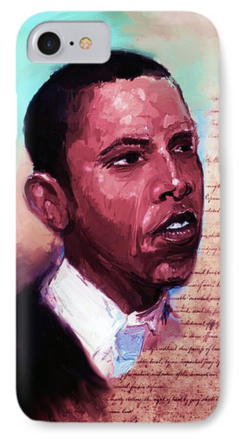 President Obama iPhone 7 Case featuring the digital art Forty Fourth by Howard Barry