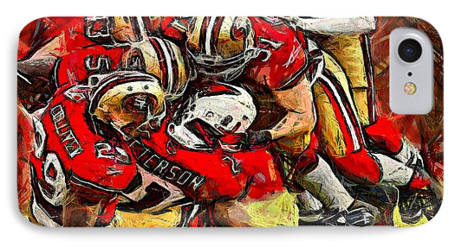 San Francisco iPhone 7 Case featuring the digital art Forty Niners by Carrie OBrien Sibley