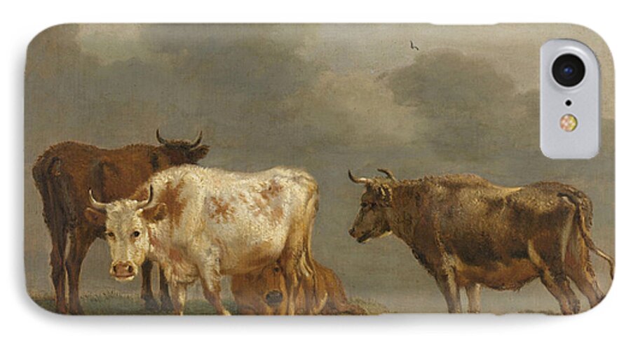 Potter iPhone 7 Case featuring the painting Four Cows in a Meadow by Paulus Potter