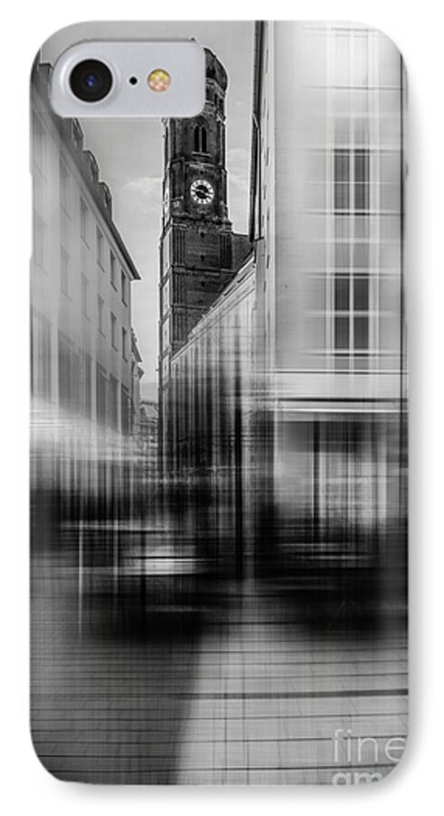 People iPhone 7 Case featuring the photograph Frauenkirche - Muenchen V - bw by Hannes Cmarits