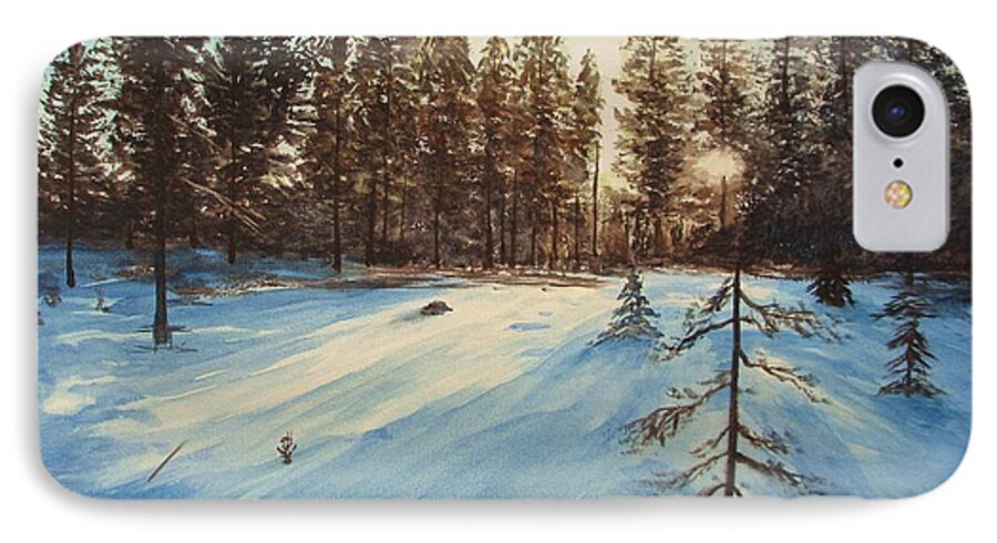 Winter Landscape iPhone 7 Case featuring the painting Freezing Forest by Martin Howard