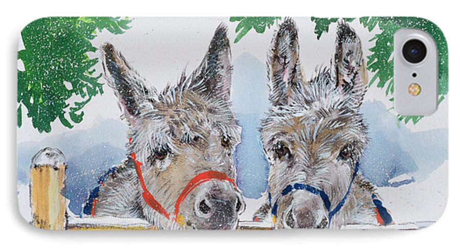 Donkey iPhone 7 Case featuring the painting Friends In The Field by Diane Matthes