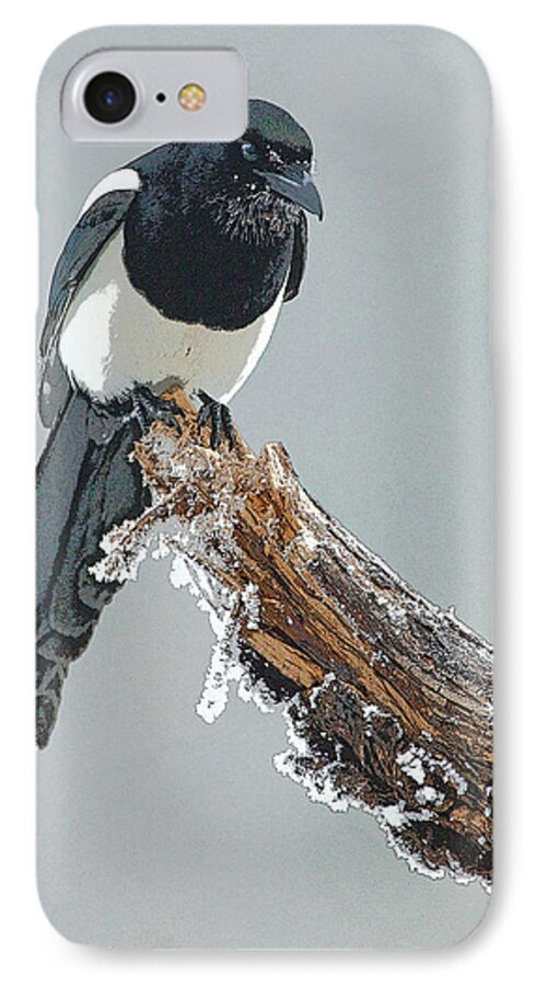 Abstract iPhone 7 Case featuring the digital art Frosted Magpie- Abstract by Tim Grams