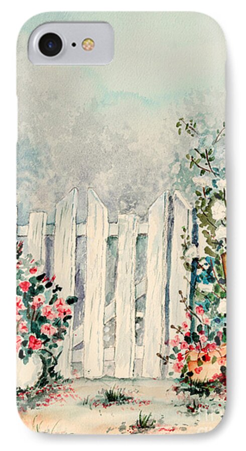 Gardent iPhone 7 Case featuring the painting Garden Gate by Pattie Calfy