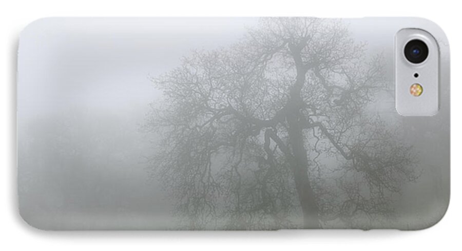 Ghostly iPhone 7 Case featuring the photograph Ghostly Oak in Fog - Central California by Ram Vasudev