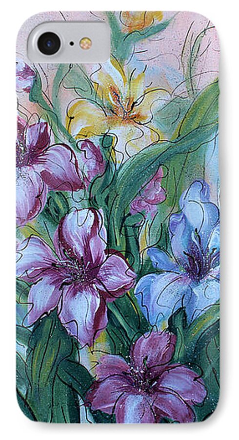 Gladiolus iPhone 7 Case featuring the painting Gladiolus by Natalie Holland