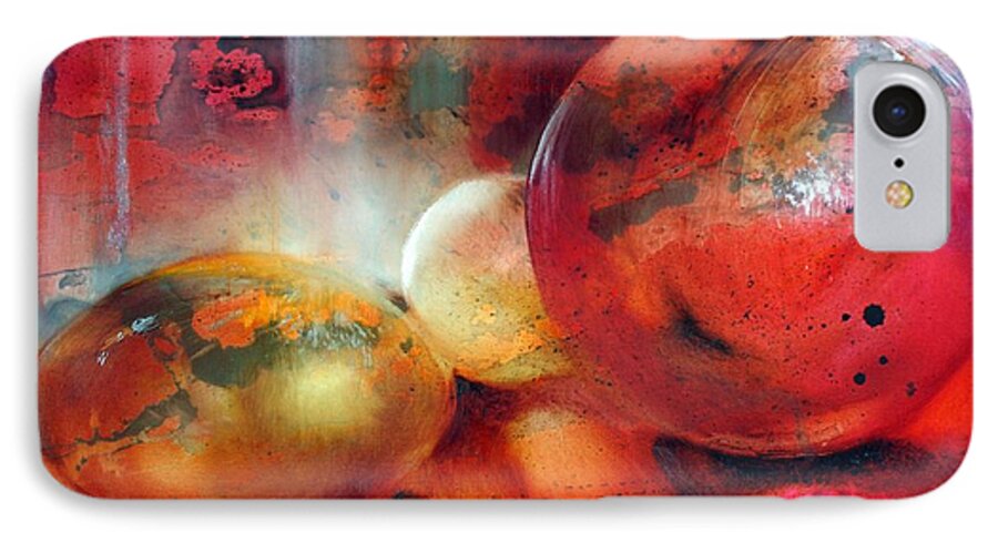 Glass iPhone 7 Case featuring the painting Glass Beads by Annette Schmucker