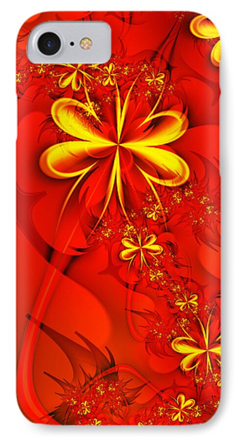 Digital iPhone 7 Case featuring the digital art Gold Flowers by Lena Auxier