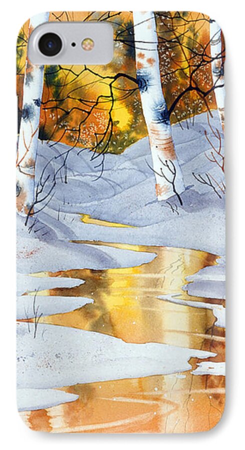 Golden Winter iPhone 7 Case featuring the painting Golden Winter by Teresa Ascone