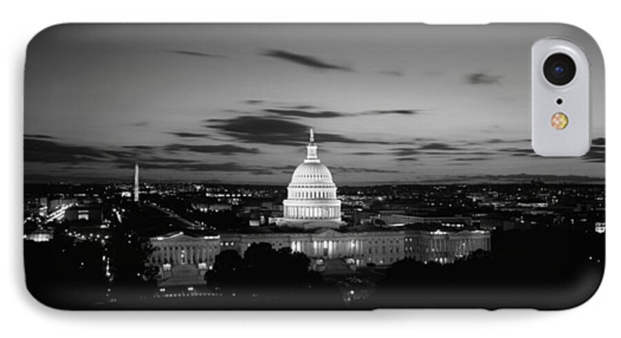 Photography iPhone 7 Case featuring the photograph Government Building Lit Up At Night, Us by Panoramic Images