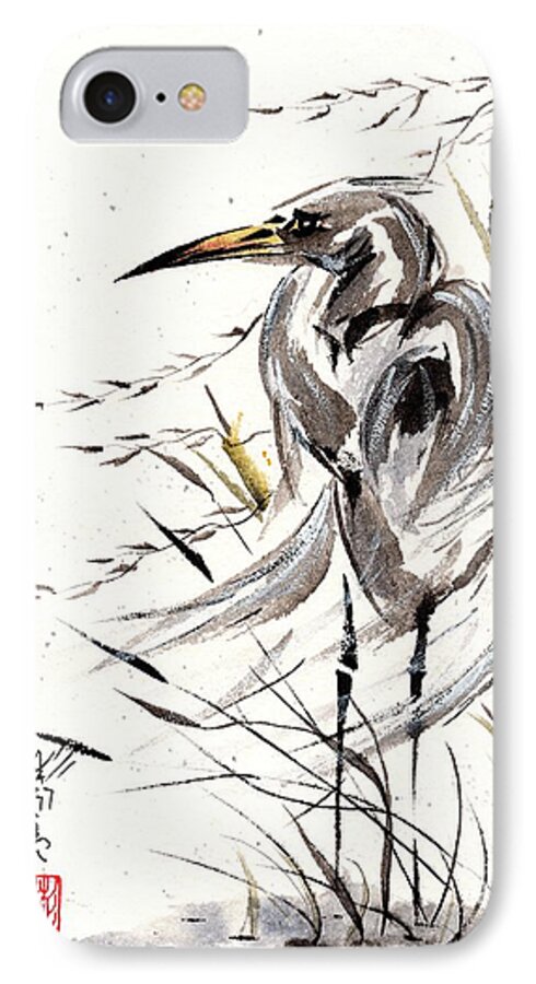 Chinese Brush Painting iPhone 7 Case featuring the painting Grace of Solitude by Bill Searle