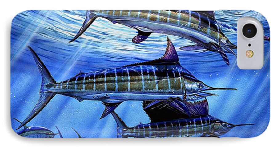Blue Mrlin iPhone 7 Case featuring the painting Grand Slam Lure And Tuna by Terry Fox