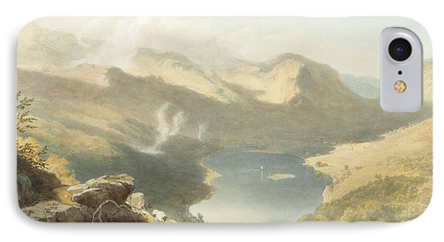 Print iPhone 7 Case featuring the drawing Grasmere From Langdale Fell, From The by James Baker Pyne