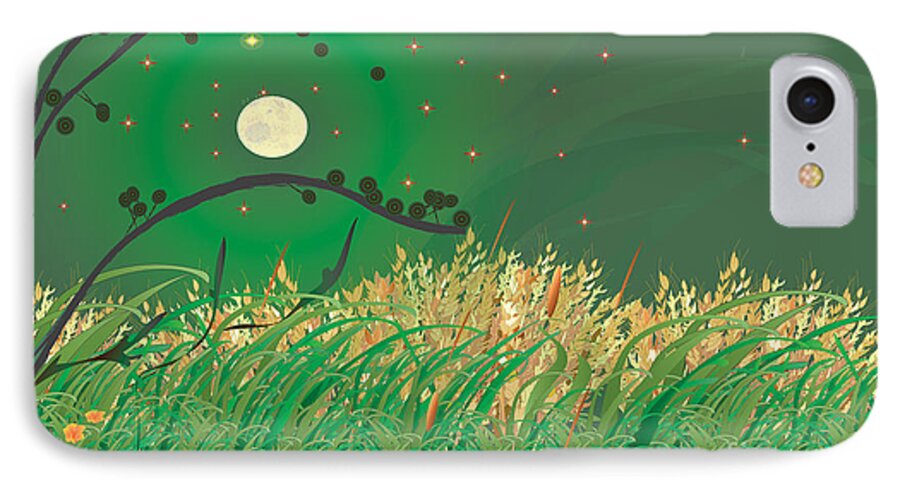 Moon iPhone 7 Case featuring the digital art Grasses in the Wind by Kim Prowse