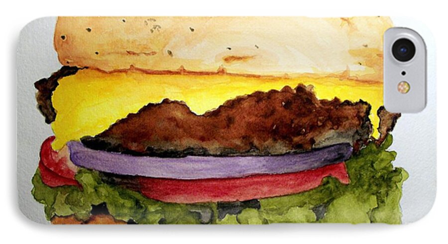 Hamburger iPhone 7 Case featuring the painting Great Big Meal by Carol Grimes