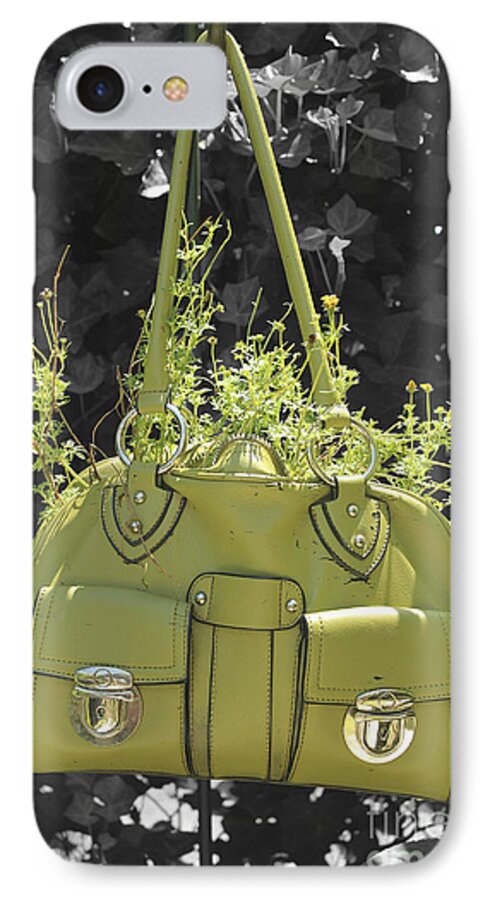 Green iPhone 7 Case featuring the photograph Green Flower Bag by Sebastian Mathews Szewczyk