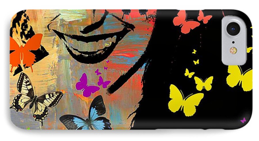 Girl iPhone 7 Case featuring the photograph Groovy Butterfly Gal by Kathy Barney