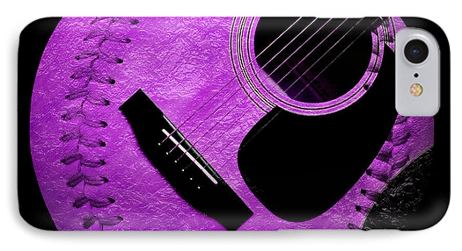 Baseball iPhone 7 Case featuring the digital art Guitar Grape Baseball Square by Andee Design