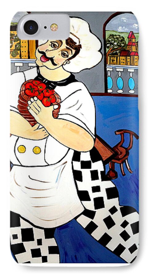 Happy Chef iPhone 7 Case featuring the painting Chef Happy Chef by Nora Shepley