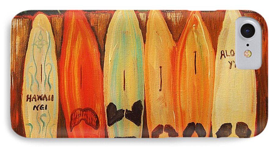 Hawaii iPhone 7 Case featuring the painting Hawaiian Surfboards by Janet McDonald