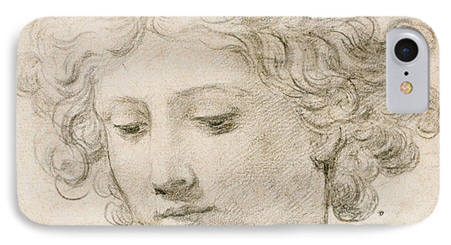 Young Boy iPhone 7 Case featuring the drawing Head of an Angel by Pietro da Cortona