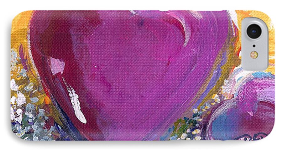 Heart iPhone 7 Case featuring the painting Heart of Love by Bernadette Krupa