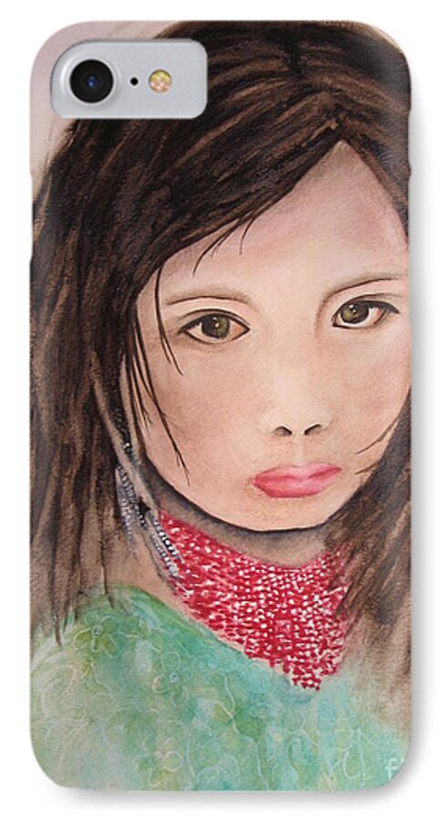 Fine Art Painting iPhone 7 Case featuring the painting Her Expression Says it All by Chrisann Ellis