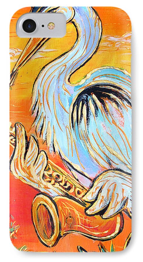 Blues iPhone 7 Case featuring the painting Heron the Blues by Robert Ponzio
