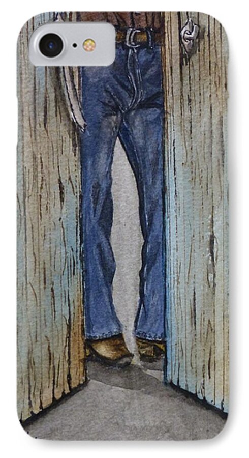 Jeans iPhone 7 Case featuring the painting Blue Jeans looking good by Kelly Mills
