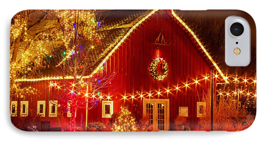 Denver Botanical Gardens Trail Of Lights iPhone 7 Case featuring the photograph Holiday Barn by Teri Virbickis