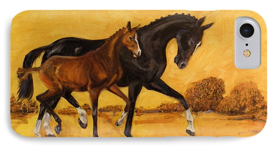 Horse iPhone 7 Case featuring the painting Horse - together 2 by Go Van Kampen