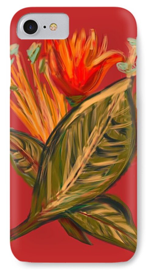 Floral iPhone 7 Case featuring the digital art Hot Tulip R by Christine Fournier