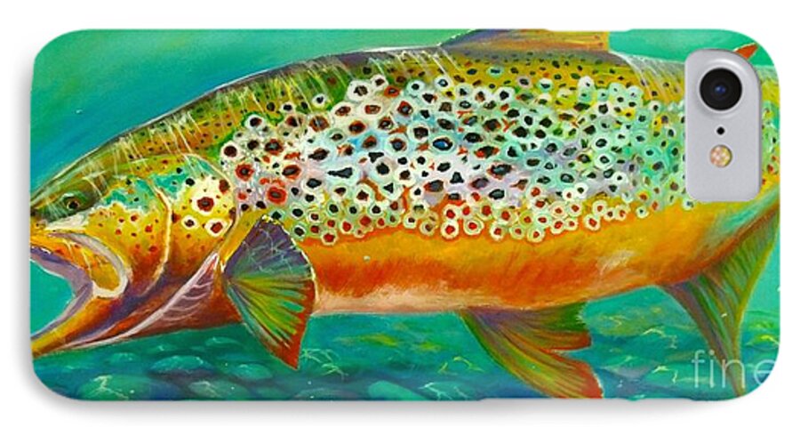 Brown Trout iPhone 7 Case featuring the painting Hungry Spots by Yusniel Santos