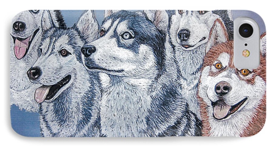 Huskies iPhone 7 Case featuring the painting Huskies by J. Belter Garfunkel by Sheldon Kralstein