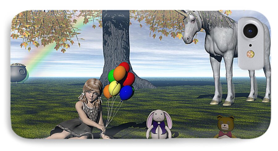 Landscape iPhone 7 Case featuring the digital art I Believe in Unicorns by Michele Wilson
