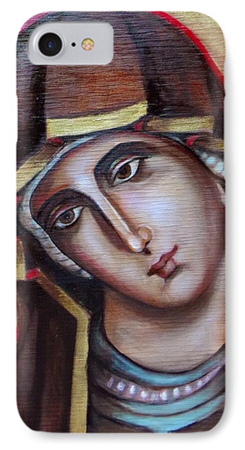 Blessed Virgin Mary iPhone 7 Case featuring the painting Icon of Virgin Mary by Irena Mohr