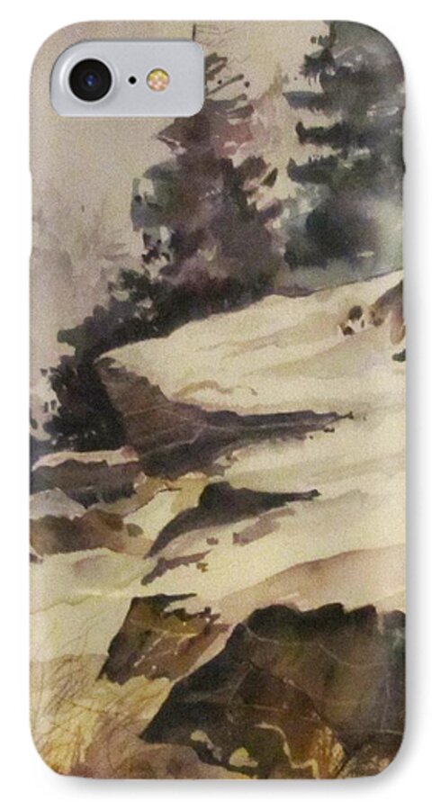 Watercolor iPhone 7 Case featuring the painting Icy Crest by Carole Johnson