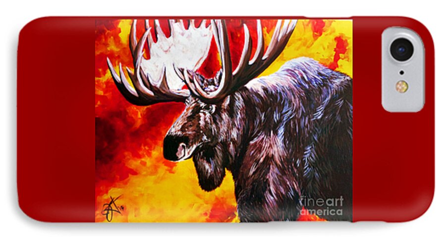 Moose iPhone 7 Case featuring the painting I'm No Bambi by Jackie Carpenter