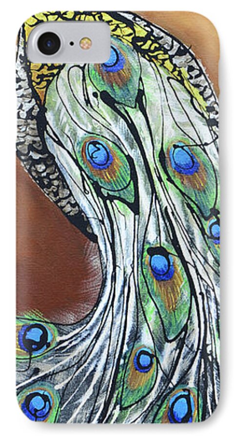 Peacock iPhone 7 Case featuring the painting I'm so Vain by Jonelle T McCoy
