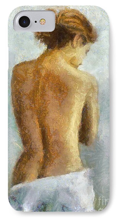 Nude iPhone 7 Case featuring the painting In Anticipation by Dragica Micki Fortuna