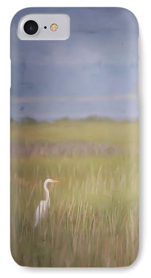 Egret iPhone 7 Case featuring the photograph In The Marsh by Kerri Farley