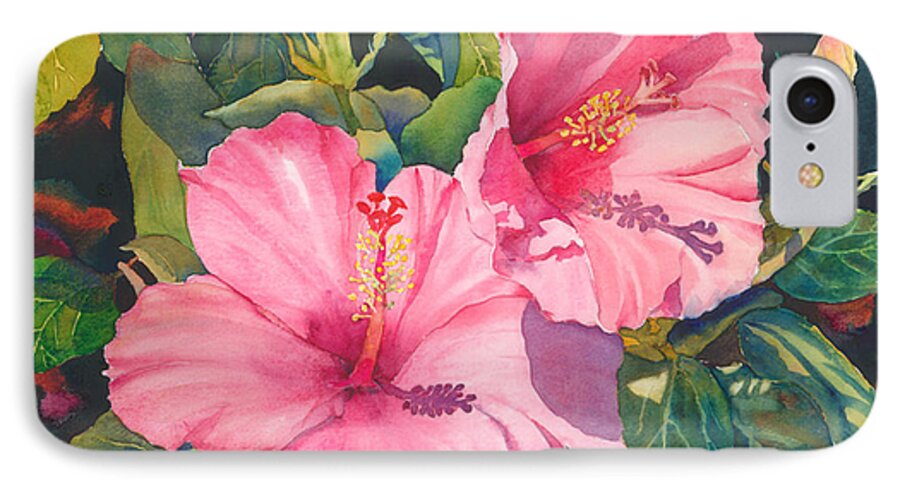 Hibiscus iPhone 7 Case featuring the painting In the Pink by Judy Mercer