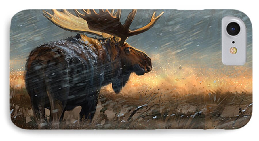 Moose iPhone 7 Case featuring the digital art Incoming Storm by Aaron Blaise
