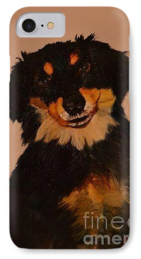 Chiweenie iPhone 7 Case featuring the painting Inky by Denise Tomasura