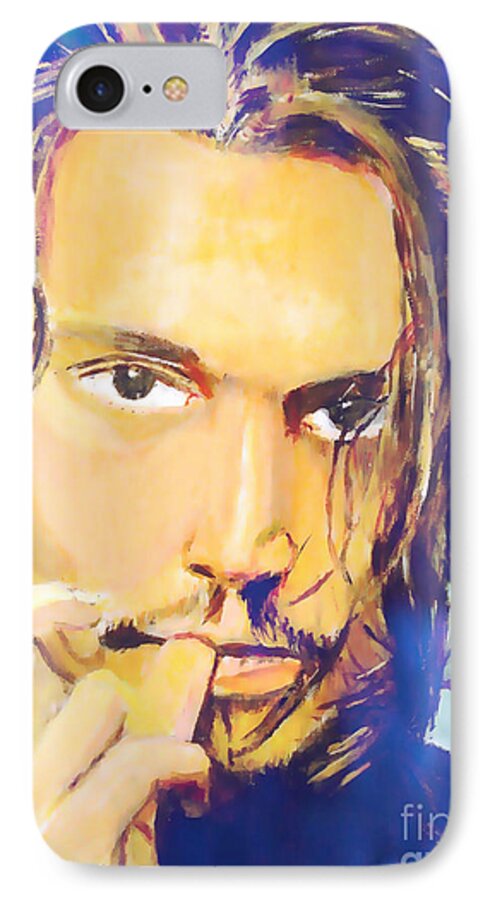 Johnny Depp iPhone 7 Case featuring the painting Intense by Judy Kay