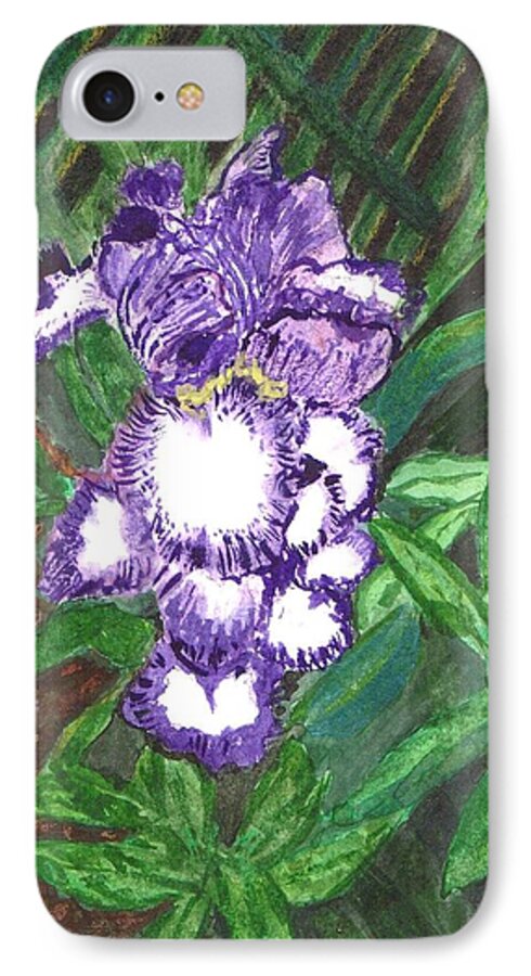 Purple iPhone 7 Case featuring the painting Iris by Vickie G Buccini