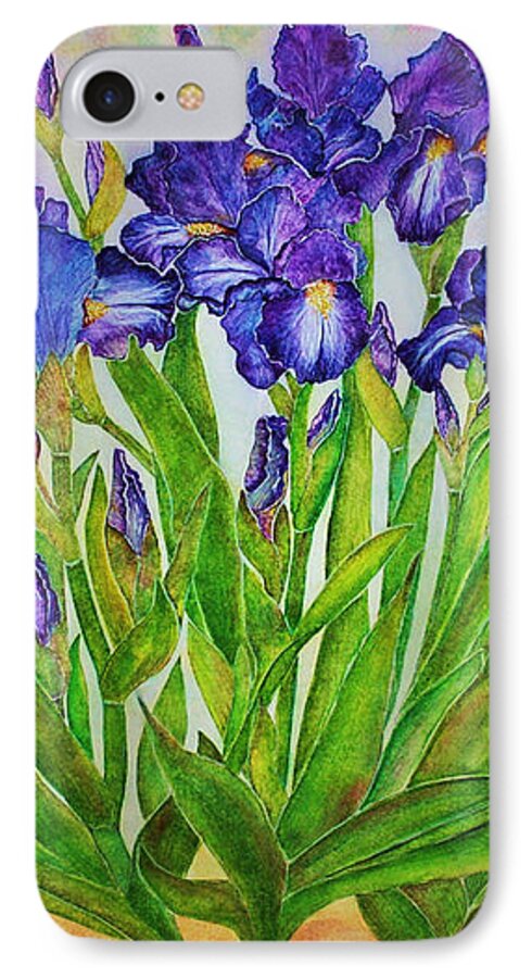 Iris iPhone 7 Case featuring the painting Irises by Janet Immordino