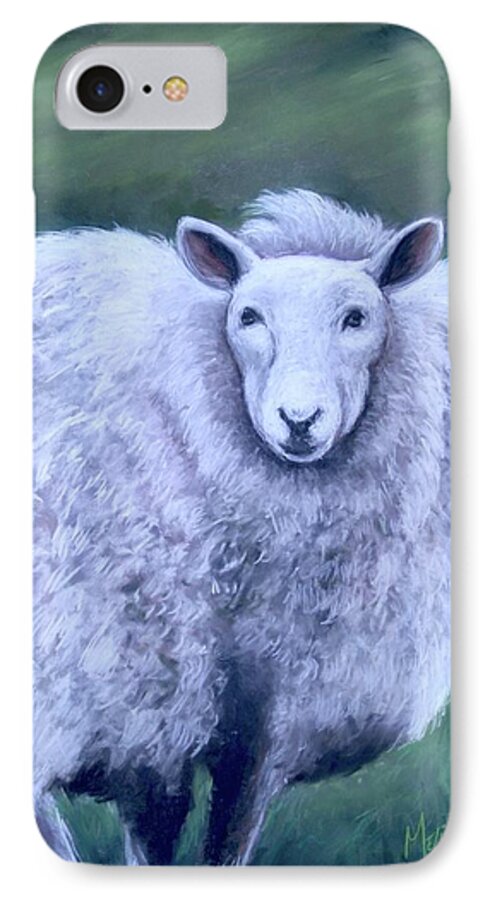 Irish Sheep iPhone 7 Case featuring the painting Irish sheep portrait by Melinda Saminski